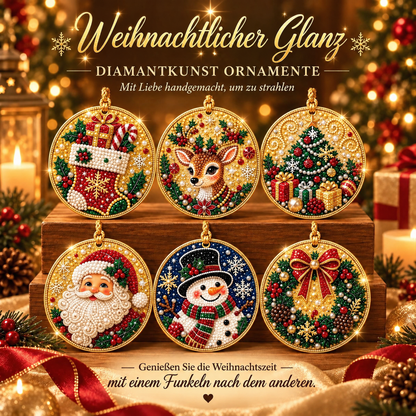 Weihnachtliches Diamond-Painting-Anhänger-Set – Funkelnde DIY-Baumdekoration & kreatives Weihnachtsgeschenk