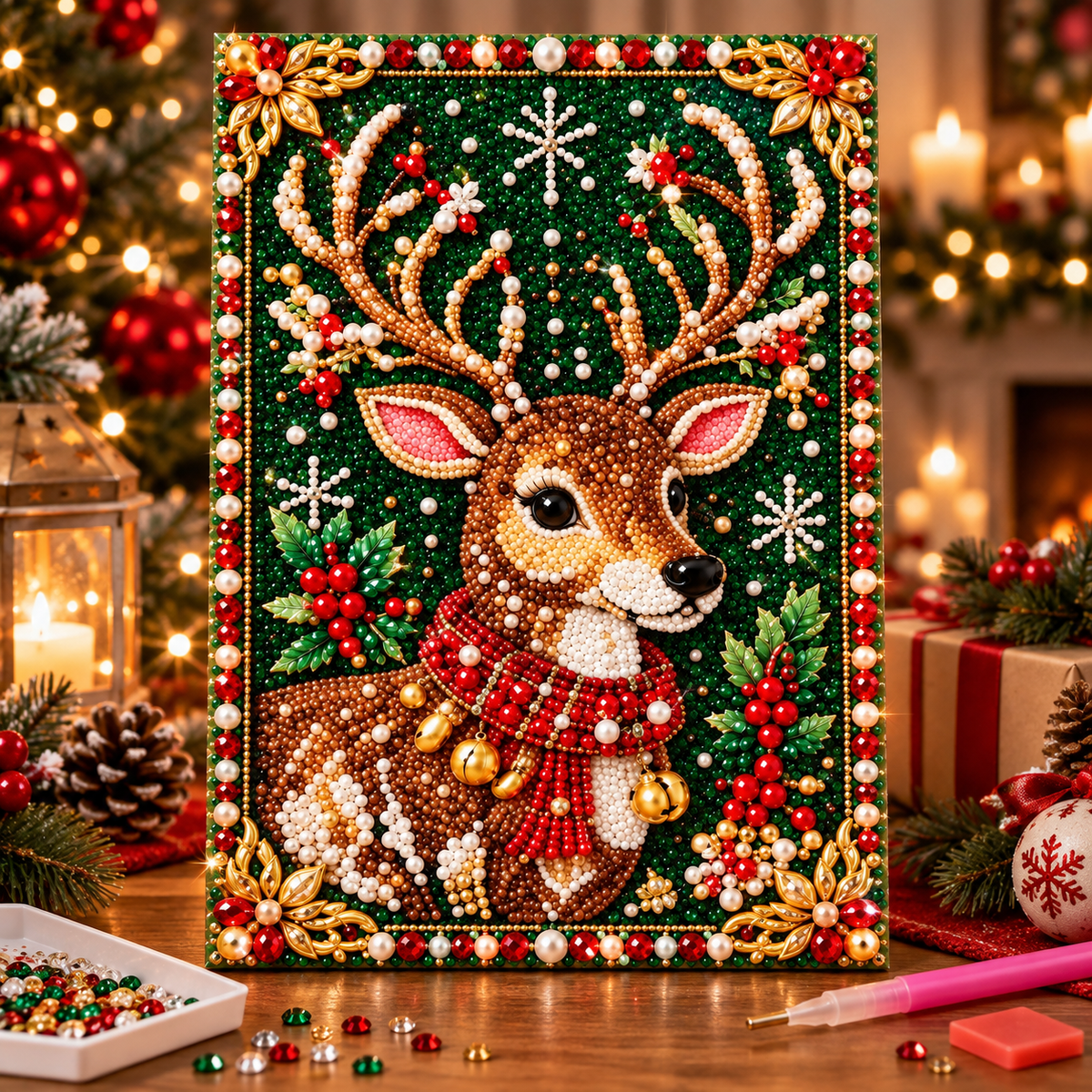 🦌 Rentier – Nur für kurze Zeit | Weihnachts-DIY-Diamond-Painting-Set – Funkelnde Hängedeko Weihnachtsgeschenk & kreative Bastelidee für die ganze Familie