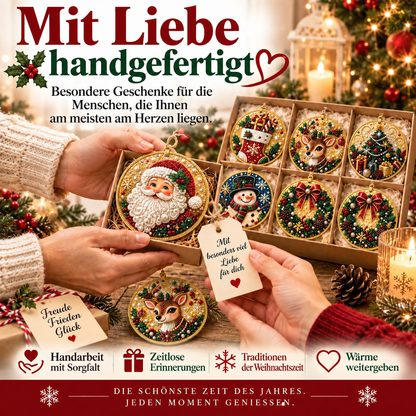 Weihnachtliches Diamond-Painting-Anhänger-Set – Funkelnde DIY-Baumdekoration & kreatives Weihnachtsgeschenk