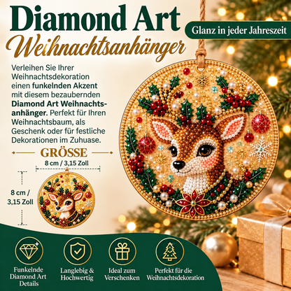 Weihnachtliches Diamond-Painting-Anhänger-Set – Funkelnde DIY-Baumdekoration & kreatives Weihnachtsgeschenk