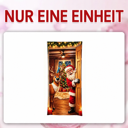 🎄 Nur für kurze Zeit | Elastischer Weihnachts-Türüberzug – Weihnachtsmann & Rentier-Deko, 4-seitig elastisch, in Sekunden angebracht 🎅