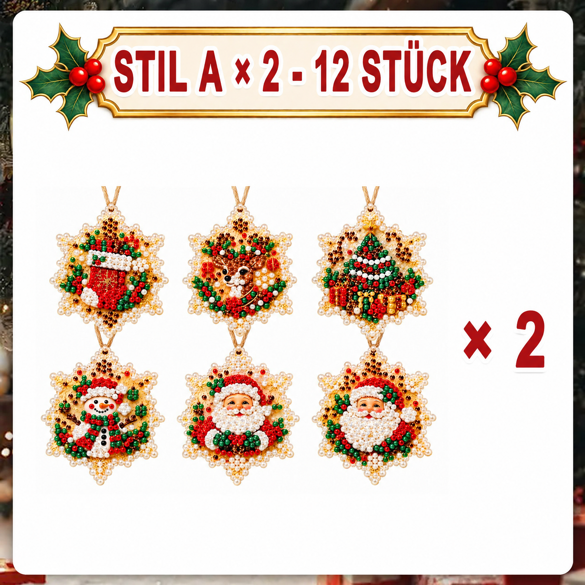 Weihnachtliches Diamond-Painting-Anhänger-Set – Funkelnde DIY-Baumdekoration & kreatives Weihnachtsgeschenk