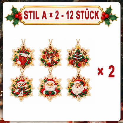 Weihnachtliches Diamond-Painting-Anhänger-Set – Funkelnde DIY-Baumdekoration & kreatives Weihnachtsgeschenk