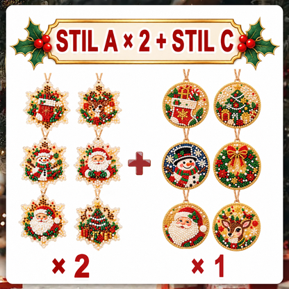 Weihnachtliches Diamond-Painting-Anhänger-Set – Funkelnde DIY-Baumdekoration & kreatives Weihnachtsgeschenk