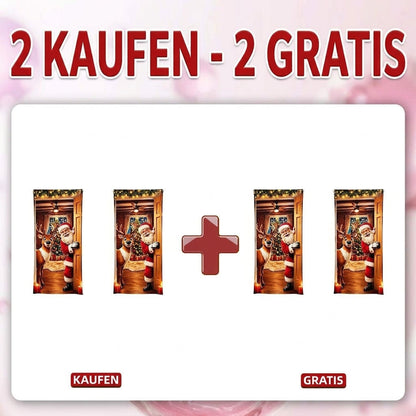 🎄 Nur für kurze Zeit | Elastischer Weihnachts-Türüberzug – Weihnachtsmann & Rentier-Deko, 4-seitig elastisch, in Sekunden angebracht 🎅