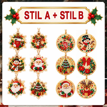 Weihnachtliches Diamond-Painting-Anhänger-Set – Funkelnde DIY-Baumdekoration & kreatives Weihnachtsgeschenk