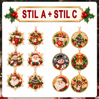 Weihnachtliches Diamond-Painting-Anhänger-Set – Funkelnde DIY-Baumdekoration & kreatives Weihnachtsgeschenk