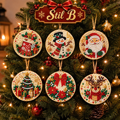 Weihnachtliches Diamond-Painting-Anhänger-Set – Funkelnde DIY-Baumdekoration & kreatives Weihnachtsgeschenk