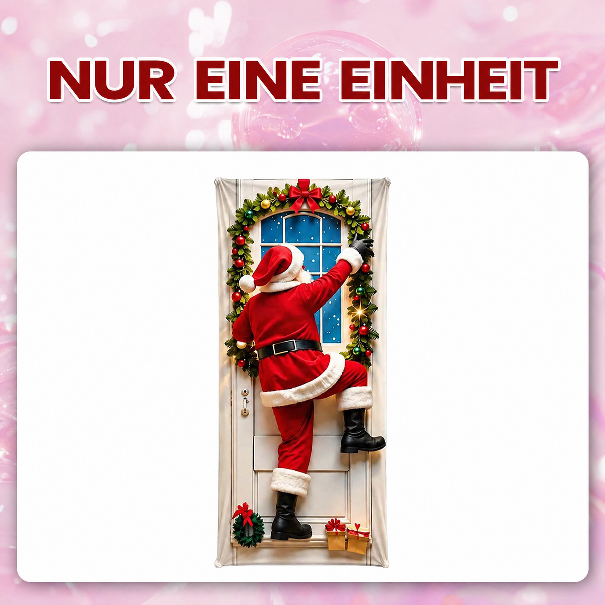 🎄 Nur für kurze Zeit | Elastischer Weihnachts-Türüberzug – Weihnachtsmann & Rentier-Deko, 4-seitig elastisch, in Sekunden angebracht 🎅