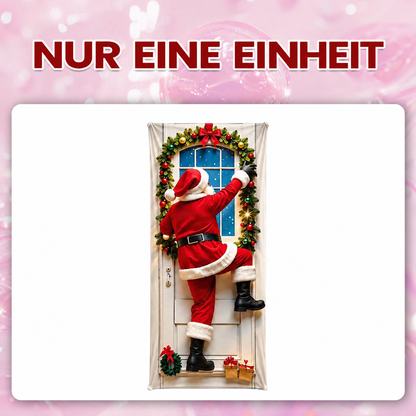 🎄 Nur für kurze Zeit | Elastischer Weihnachts-Türüberzug – Weihnachtsmann & Rentier-Deko, 4-seitig elastisch, in Sekunden angebracht 🎅