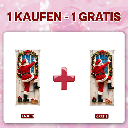 🎄 Nur für kurze Zeit | Elastischer Weihnachts-Türüberzug – Weihnachtsmann & Rentier-Deko, 4-seitig elastisch, in Sekunden angebracht 🎅