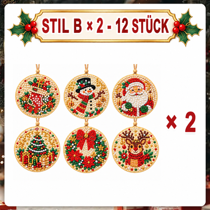 Weihnachtliches Diamond-Painting-Anhänger-Set – Funkelnde DIY-Baumdekoration & kreatives Weihnachtsgeschenk