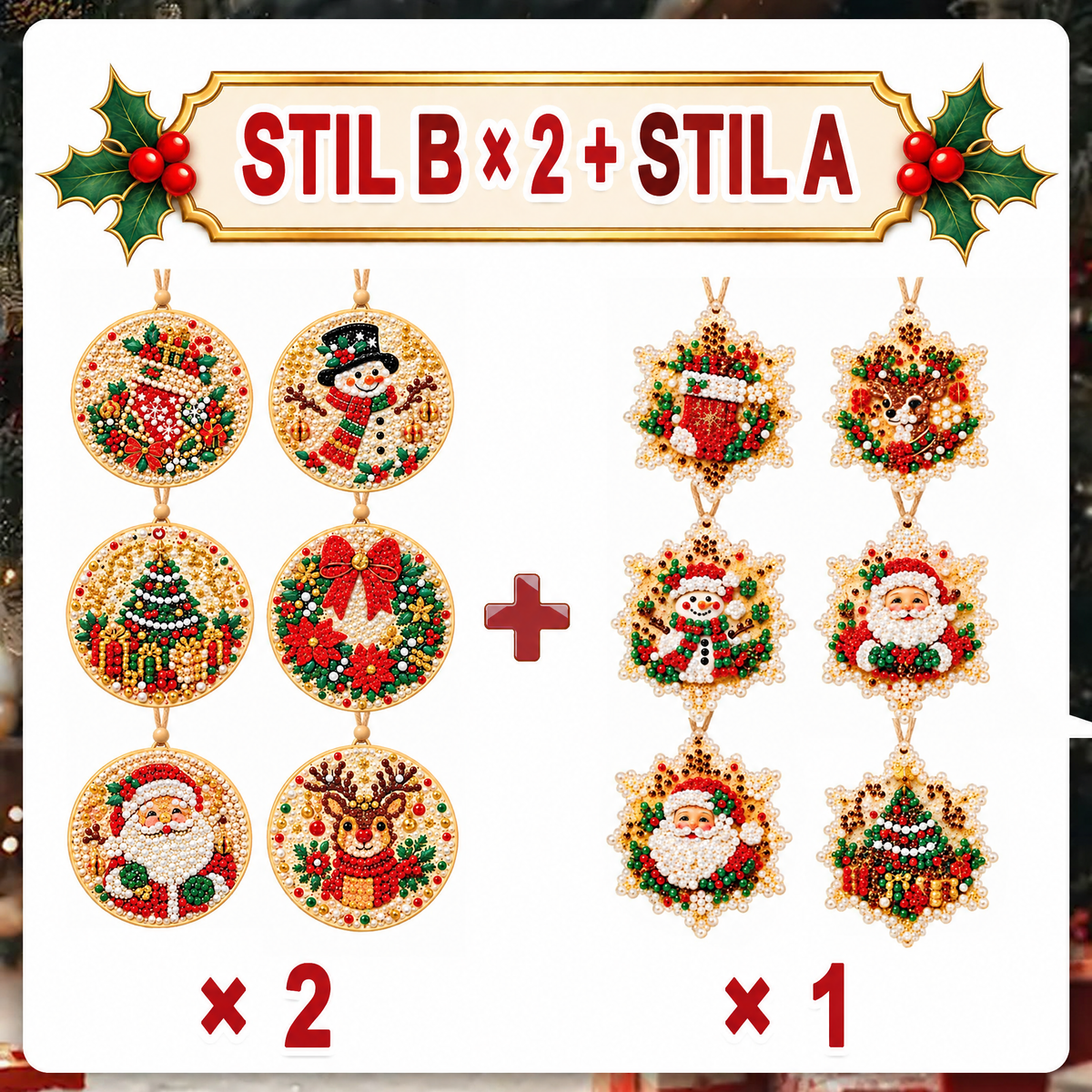 Weihnachtliches Diamond-Painting-Anhänger-Set – Funkelnde DIY-Baumdekoration & kreatives Weihnachtsgeschenk