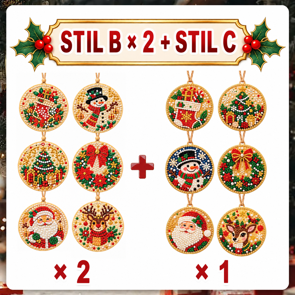 Weihnachtliches Diamond-Painting-Anhänger-Set – Funkelnde DIY-Baumdekoration & kreatives Weihnachtsgeschenk