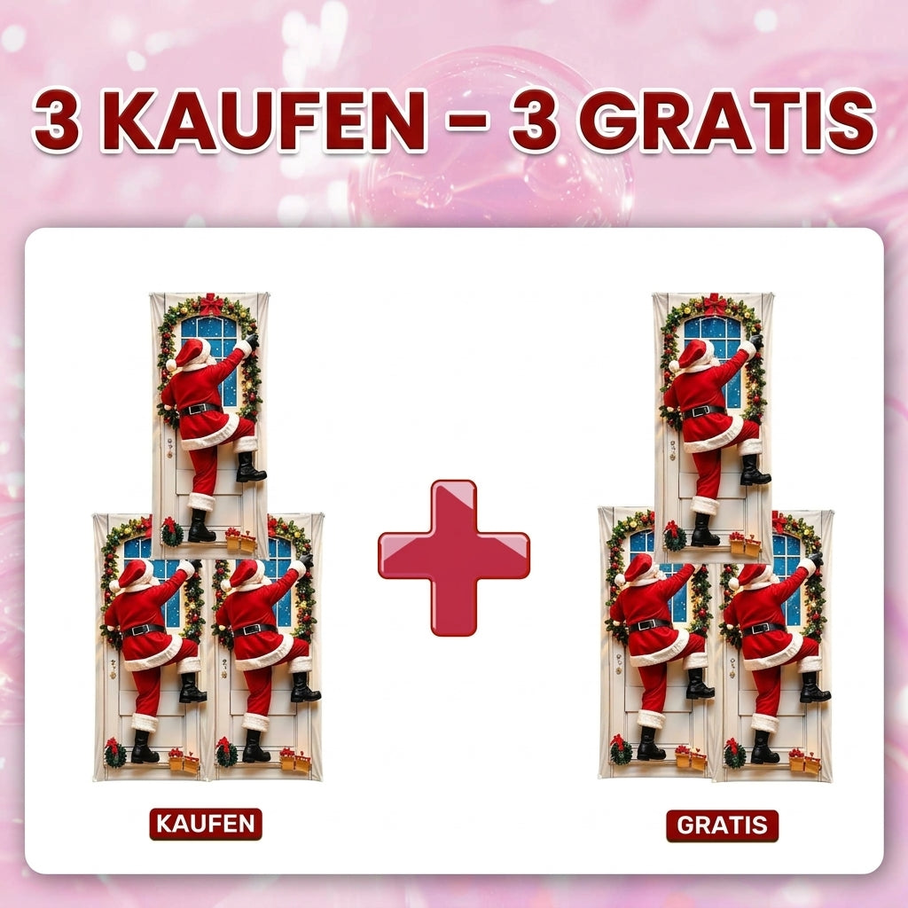 🎄 Nur für kurze Zeit | Elastischer Weihnachts-Türüberzug – Weihnachtsmann & Rentier-Deko, 4-seitig elastisch, in Sekunden angebracht 🎅