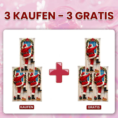 🎄 Nur für kurze Zeit | Elastischer Weihnachts-Türüberzug – Weihnachtsmann & Rentier-Deko, 4-seitig elastisch, in Sekunden angebracht 🎅