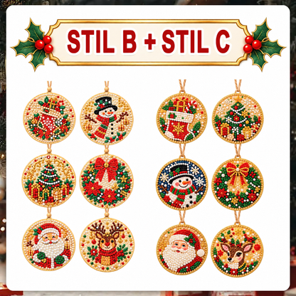 Weihnachtliches Diamond-Painting-Anhänger-Set – Funkelnde DIY-Baumdekoration & kreatives Weihnachtsgeschenk