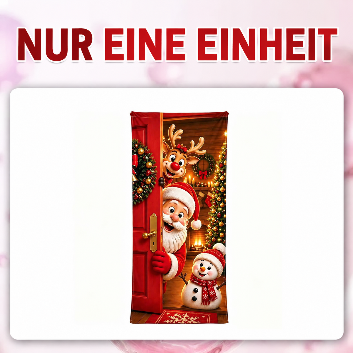 🎄 Nur für kurze Zeit | Elastischer Weihnachts-Türüberzug – Weihnachtsmann & Rentier-Deko, 4-seitig elastisch, in Sekunden angebracht 🎅