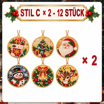 Weihnachtliches Diamond-Painting-Anhänger-Set – Funkelnde DIY-Baumdekoration & kreatives Weihnachtsgeschenk