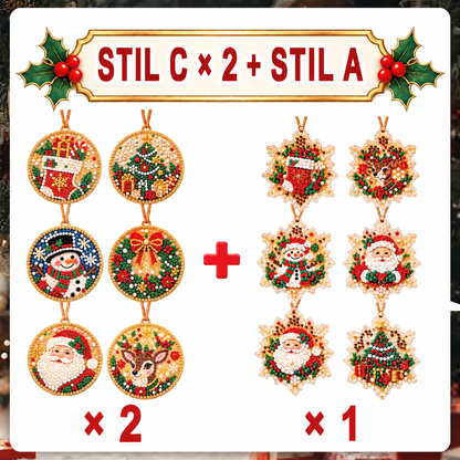 Weihnachtliches Diamond-Painting-Anhänger-Set – Funkelnde DIY-Baumdekoration & kreatives Weihnachtsgeschenk