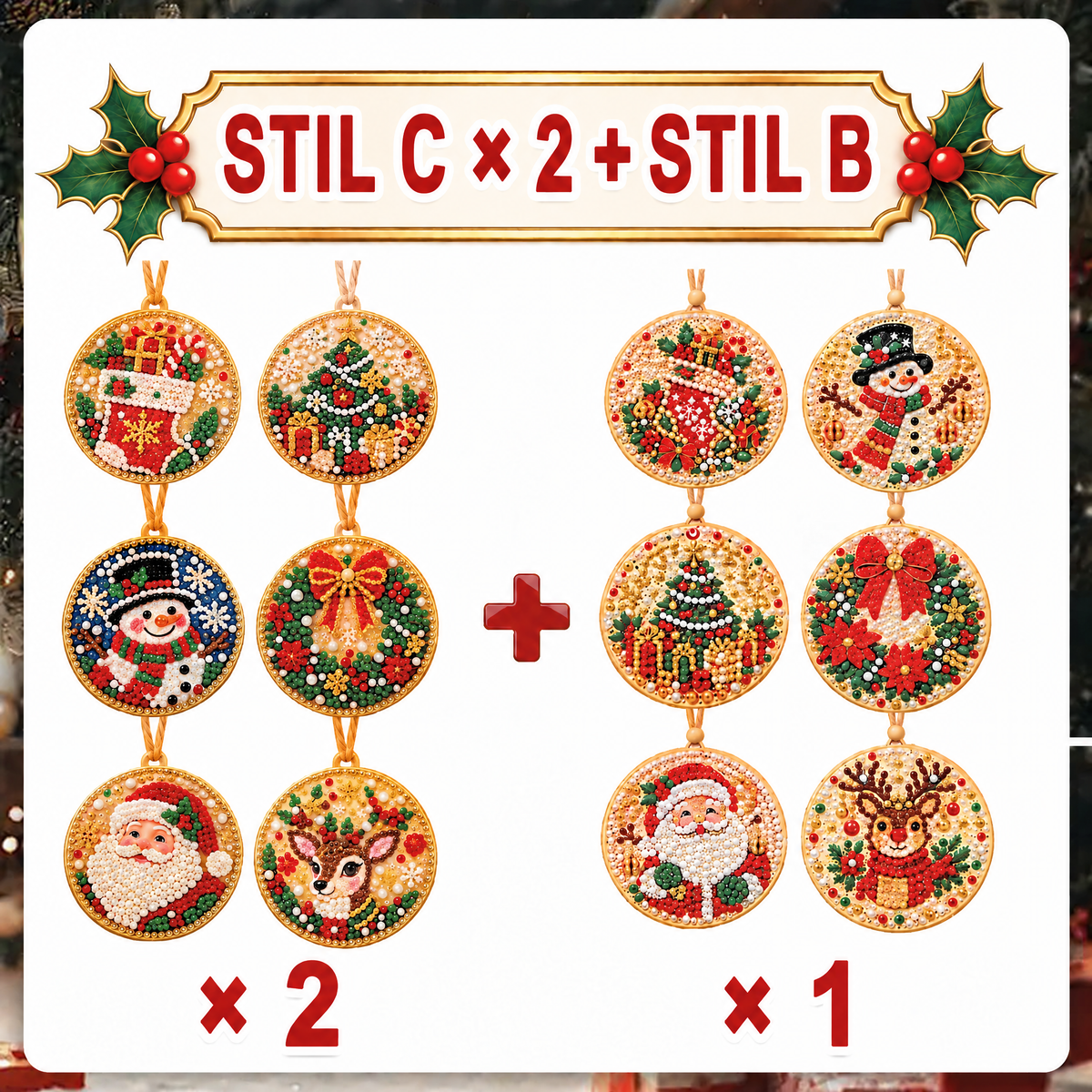 Weihnachtliches Diamond-Painting-Anhänger-Set – Funkelnde DIY-Baumdekoration & kreatives Weihnachtsgeschenk