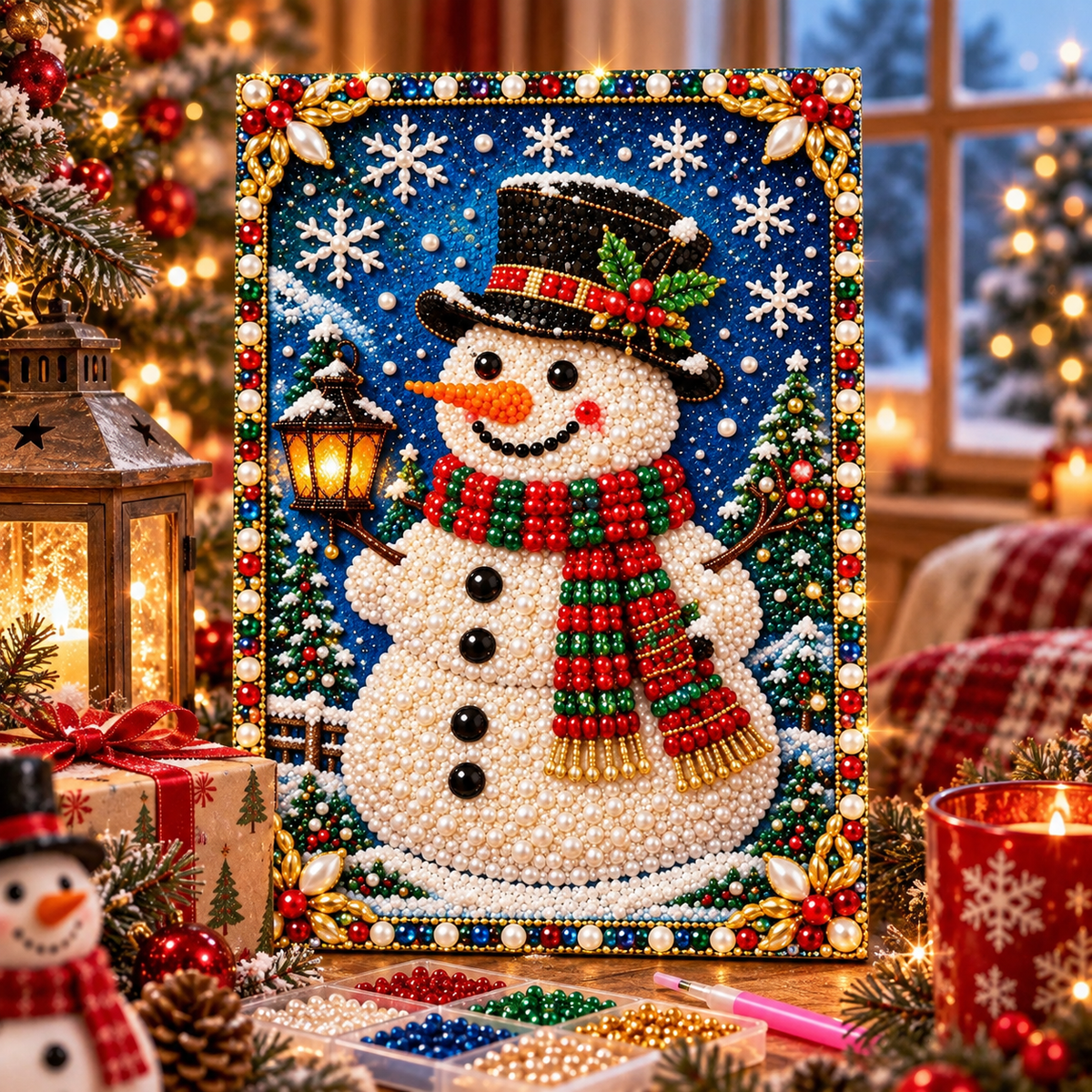 ☃️ Schneemann – Nur für kurze Zeit | Weihnachts-DIY-Diamond-Painting-Set – Funkelnde Hängedeko Weihnachtsgeschenk & kreative Bastelidee für die ganze Familie