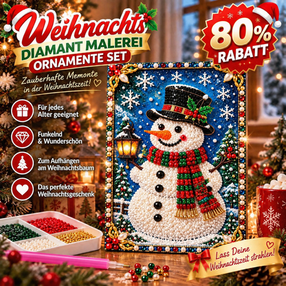 ☃️ Schneemann – Nur für kurze Zeit | Weihnachts-DIY-Diamond-Painting-Set – Funkelnde Hängedeko Weihnachtsgeschenk & kreative Bastelidee für die ganze Familie