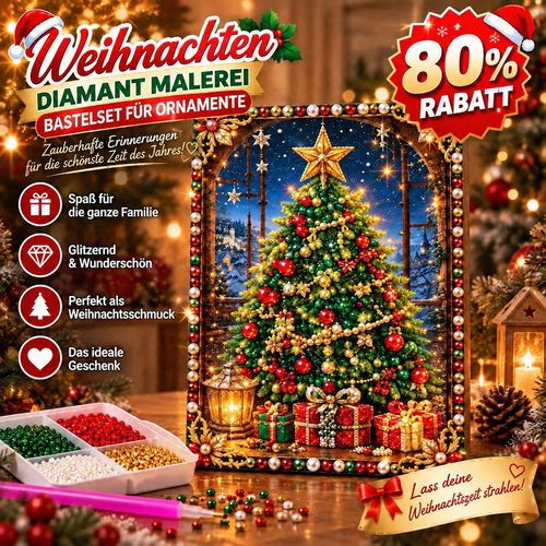 🎄 Weihnachtsbaum – Nur für kurze Zeit | Weihnachts-DIY-Diamond-Painting-Set – Funkelnde Hängedeko Weihnachtsgeschenk & kreative Bastelidee für die ganze Familie